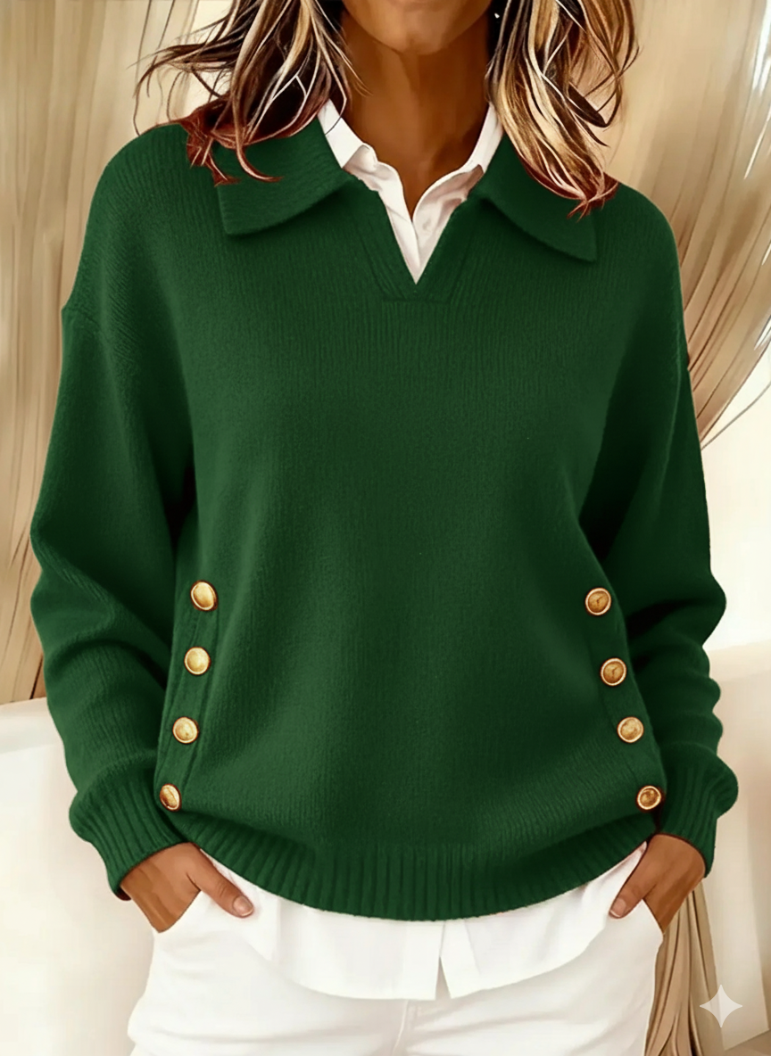 Talia – Button Detail Polo Sweater