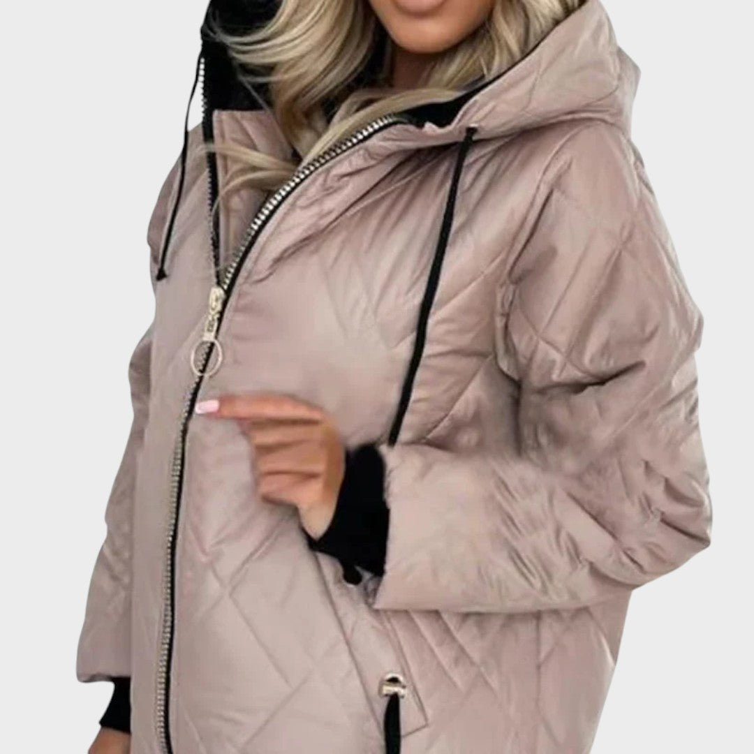 Marilyn™ | Quilted Hooded Zip Front Jacket