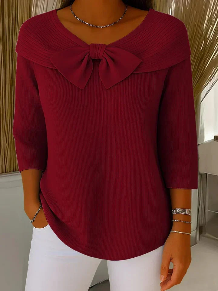 Tivella™ | Sweater with Bow and Round Neckline