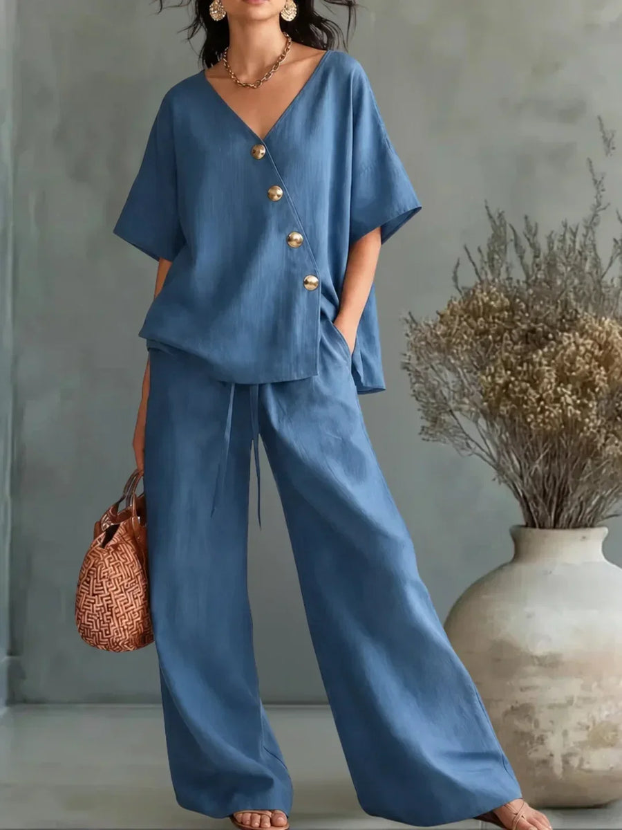 Celia Set with V-Neck and Buttons