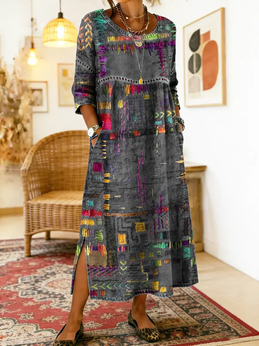 Manuela | Ethnic Patchwork Denim Dress
