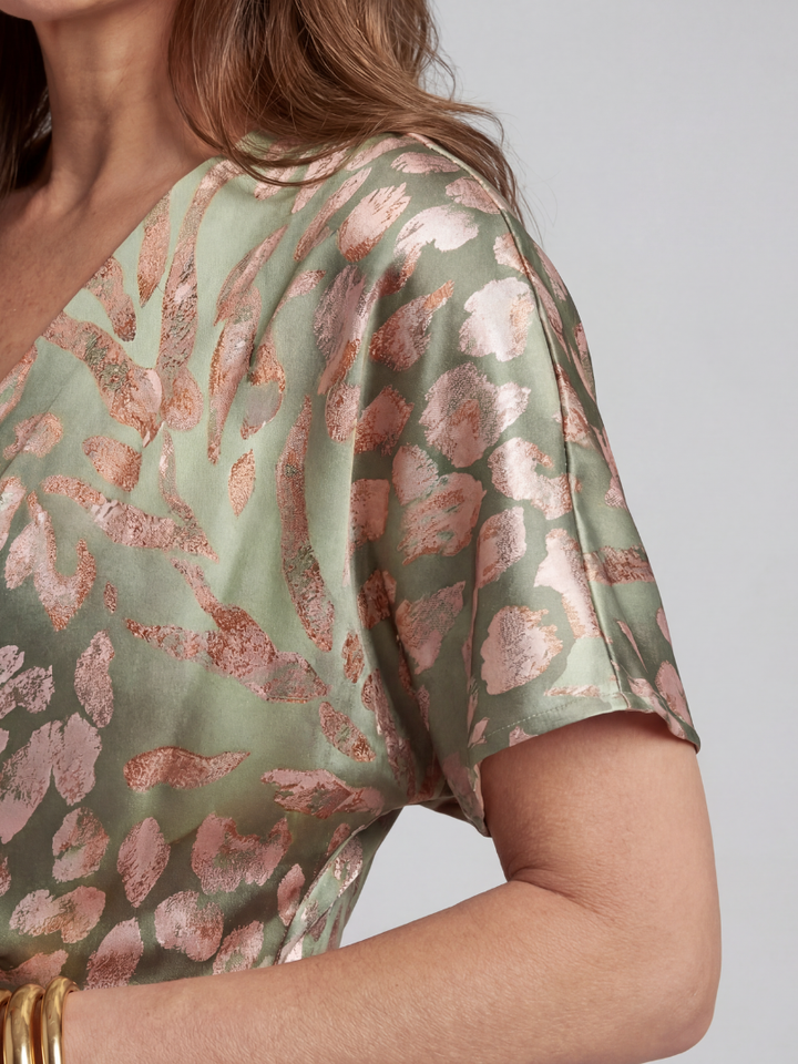 VIVETTE | ABSTRACT PRINT TWIST WAIST MIDI DRESS