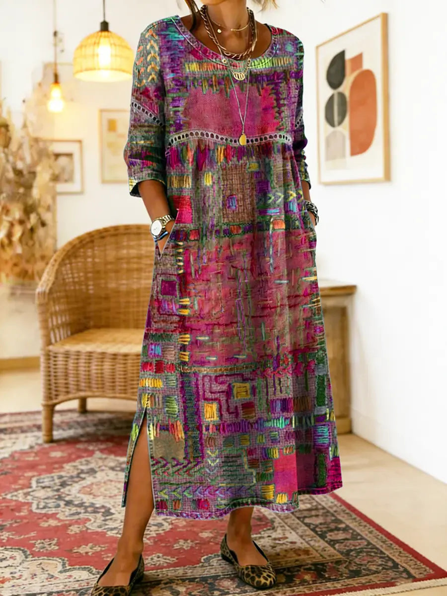 Manuela | Ethnic Patchwork Denim Dress