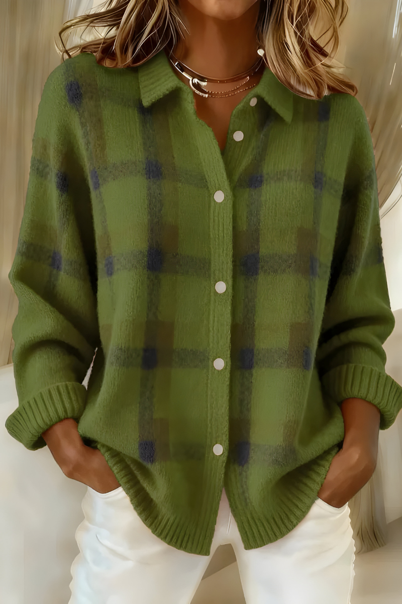 Waverly – Plaid Button-Up Knit Jacket