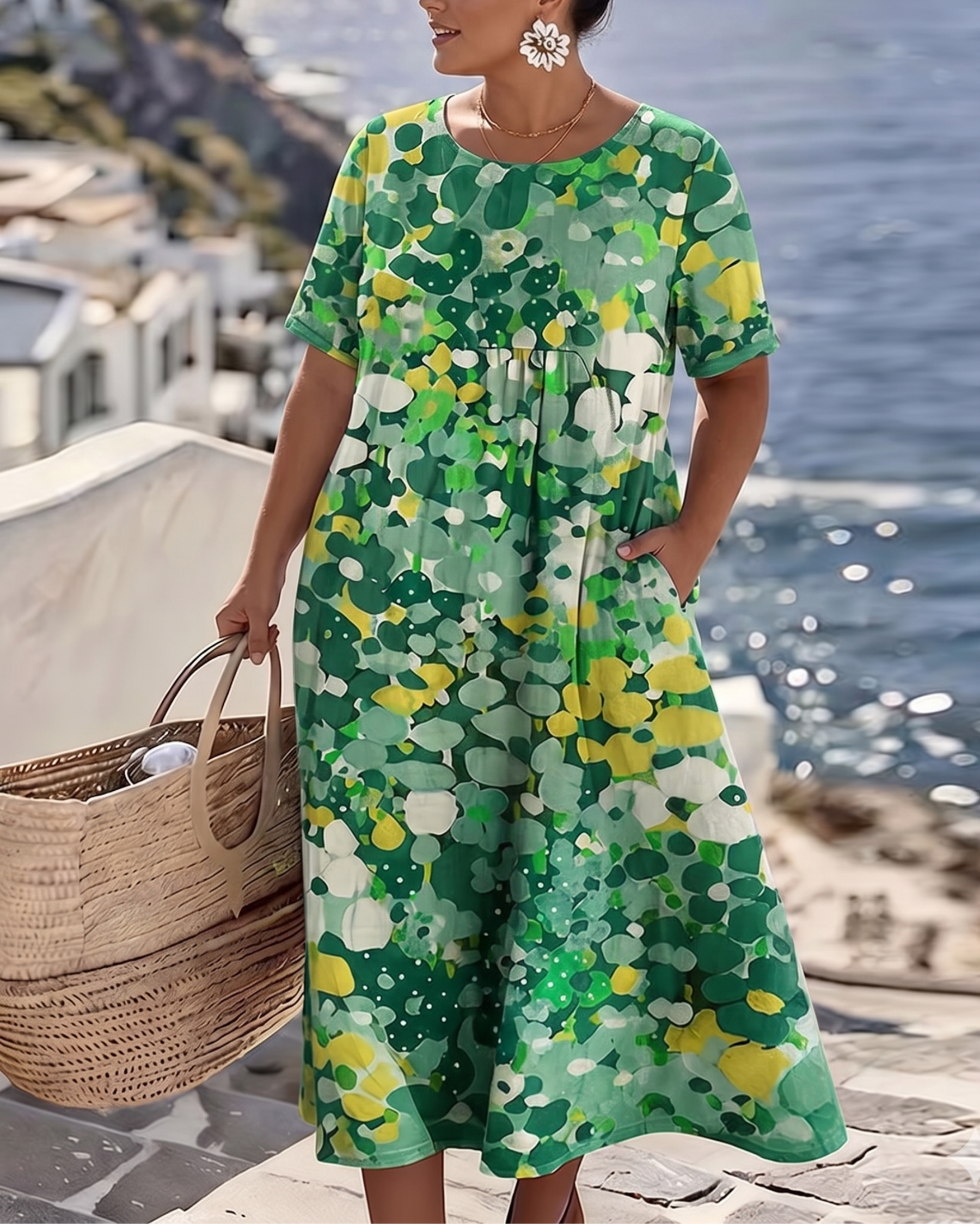 Alena™ Elegant Floral Midi Dress
