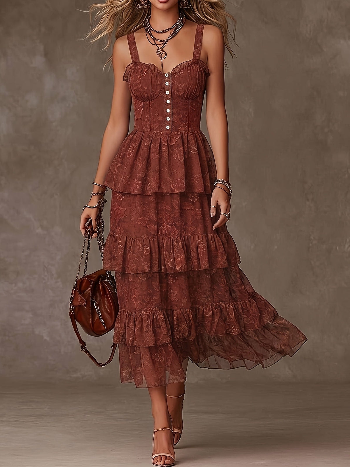 Marguerite | Tiered Ruffle Button Front Dress