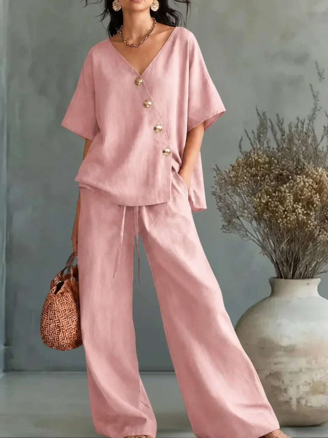 Celia Set with V-Neck and Buttons