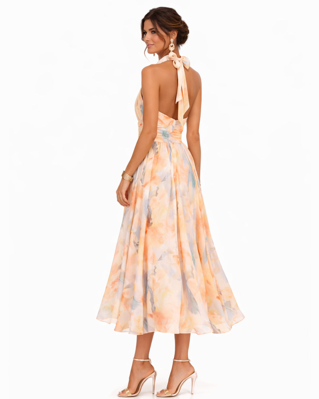 Aurora | Watercolor Print Halter Dress