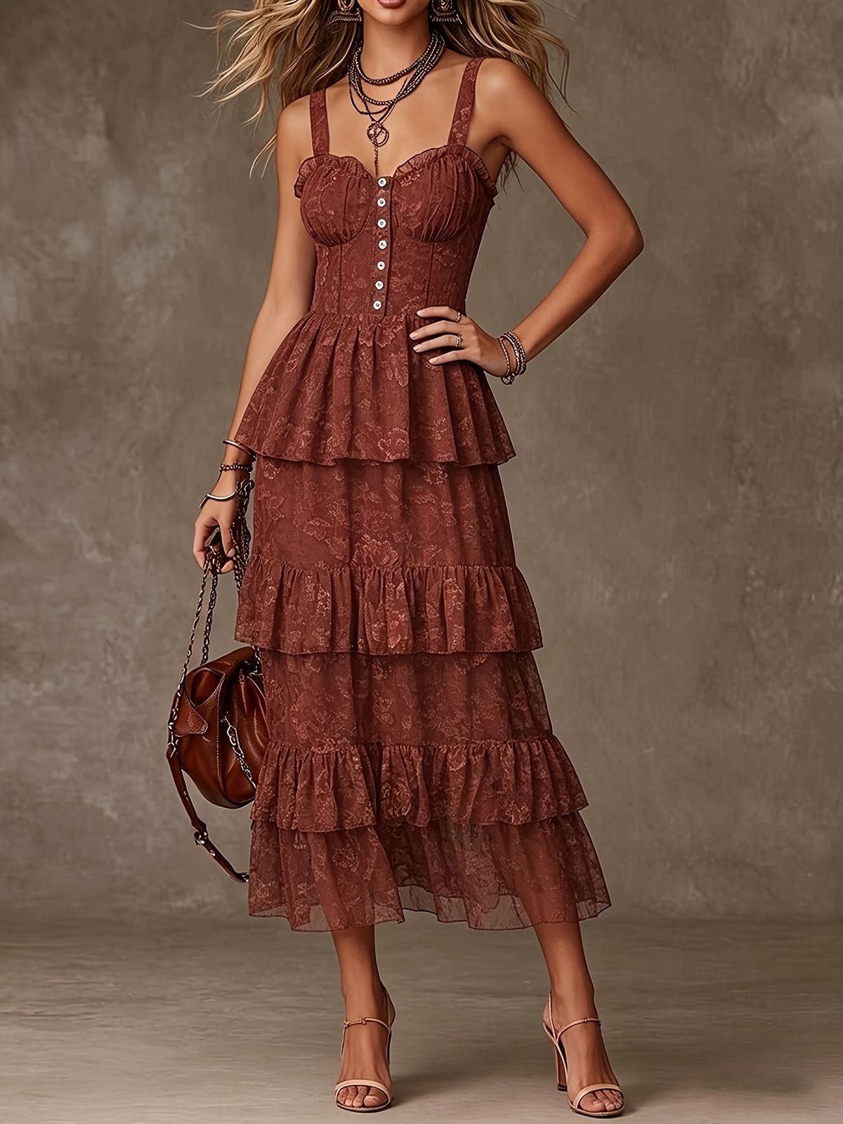 Marguerite | Tiered Ruffle Button Front Dress