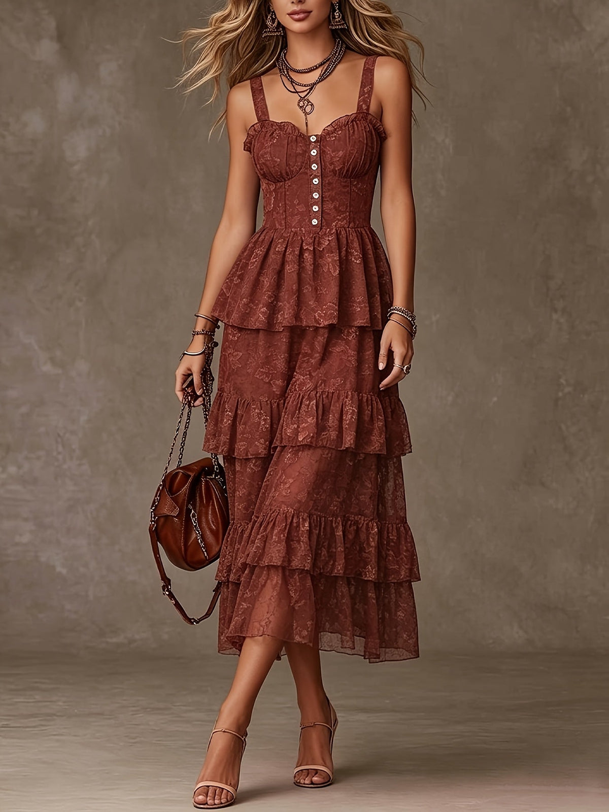 Marguerite | Tiered Ruffle Button Front Dress