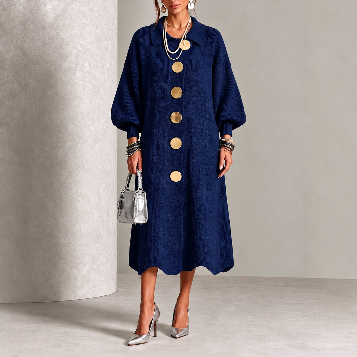 Evelyn | Elegant Button Knit Dress
