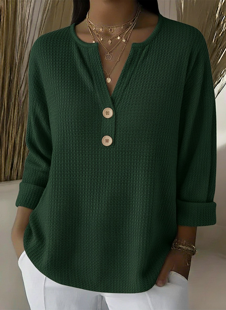Astrid – Textured Button Henley Top