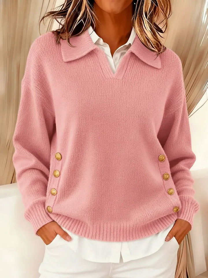 Vynette™ | V-Neck Sweater with Collar