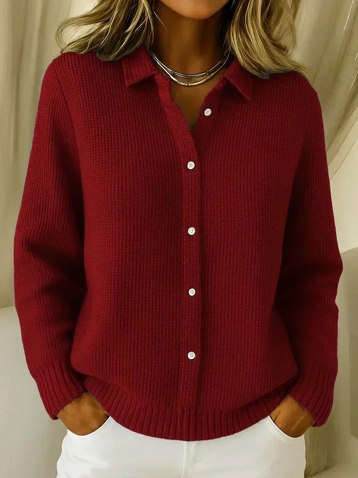 Camille™ | Textured Knit Button-Up Cardigan