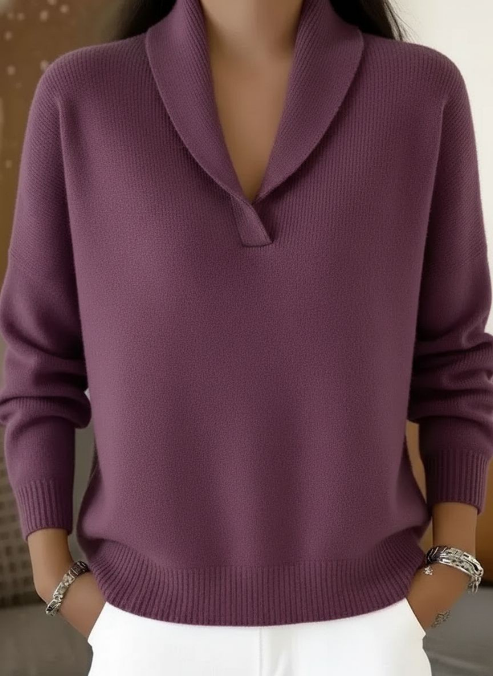 Amara – Elegant V-Neck Sweater