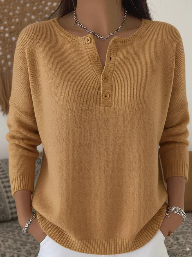 Raven – Button Henley Knit Sweater