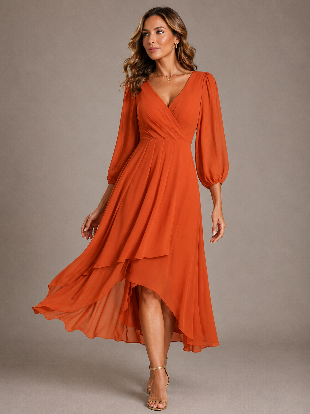 Mia™ | Elegant V-neck Long Dress