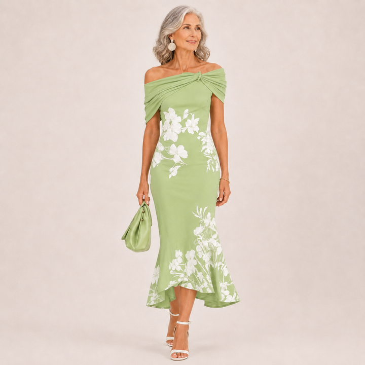 ALTHEA | FLORAL OFF-SHOULDER MIDI DRESS