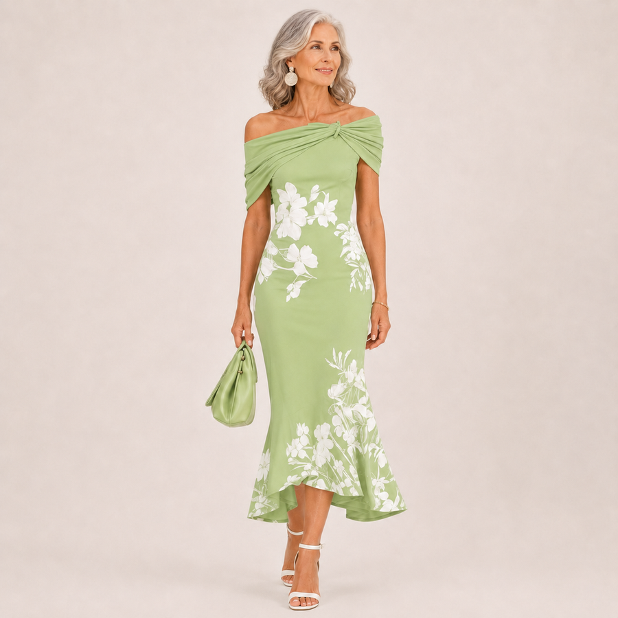 ALTHEA | FLORAL OFF-SHOULDER MIDI DRESS