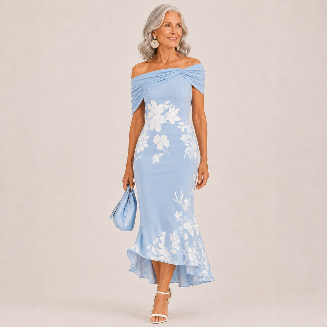 ALTHEA | FLORAL OFF-SHOULDER MIDI DRESS