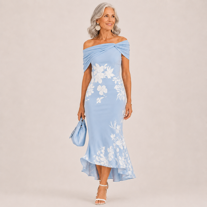 ALTHEA | FLORAL OFF-SHOULDER MIDI DRESS