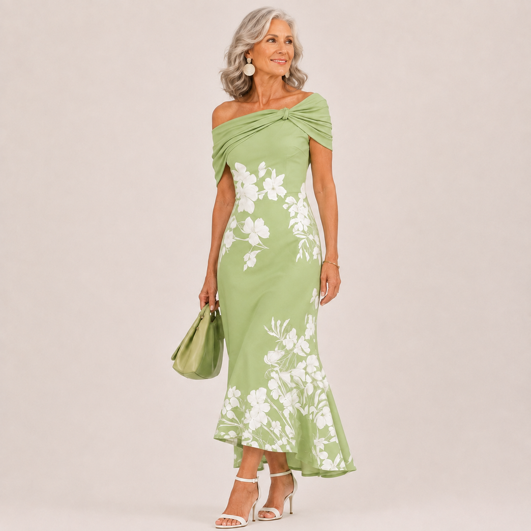 ALTHEA | FLORAL OFF-SHOULDER MIDI DRESS