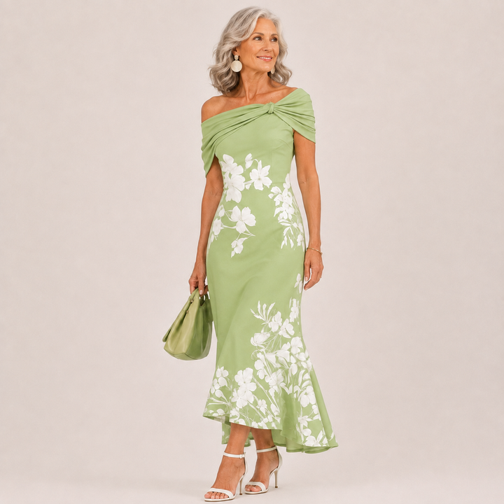 ALTHEA | FLORAL OFF-SHOULDER MIDI DRESS