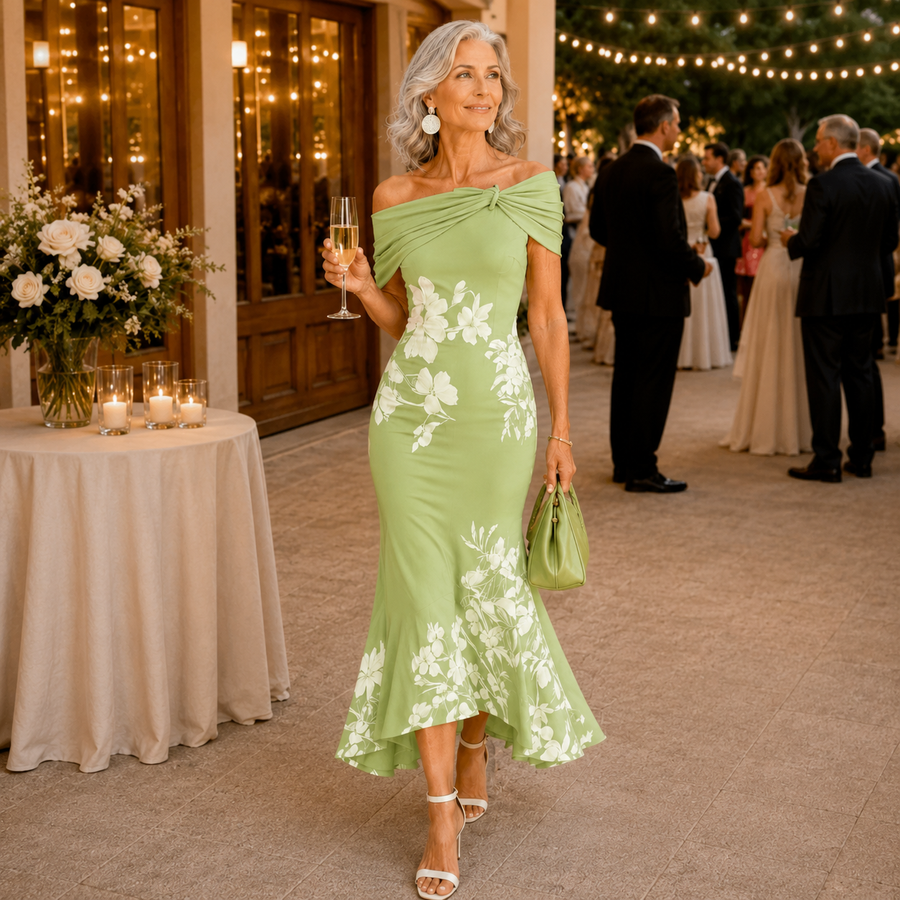 ALTHEA | FLORAL OFF-SHOULDER MIDI DRESS