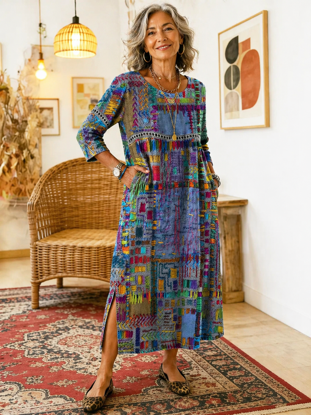 Manuela | Ethnic Patchwork Denim Dress