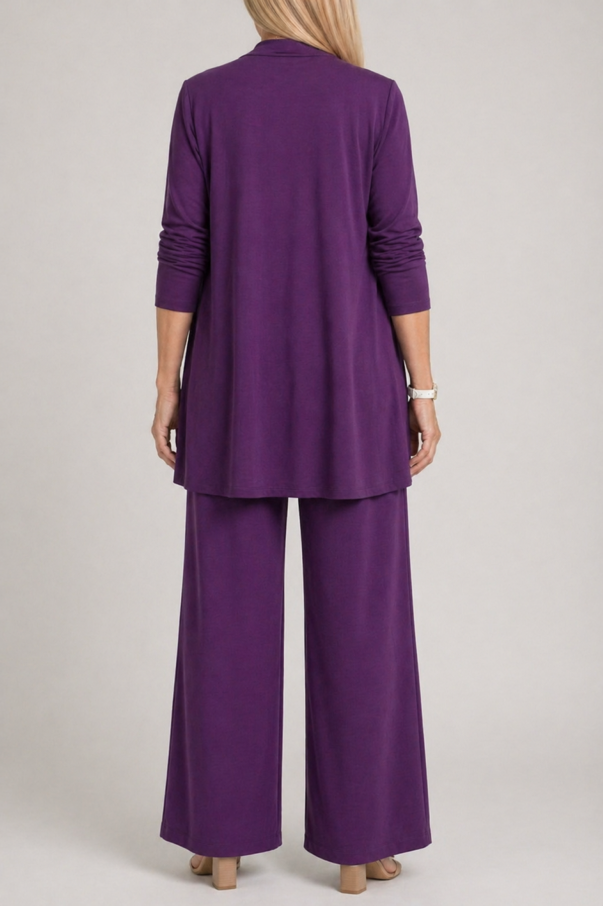 Three Piece Coordinated Set Cardigan Top and Trousers for Women