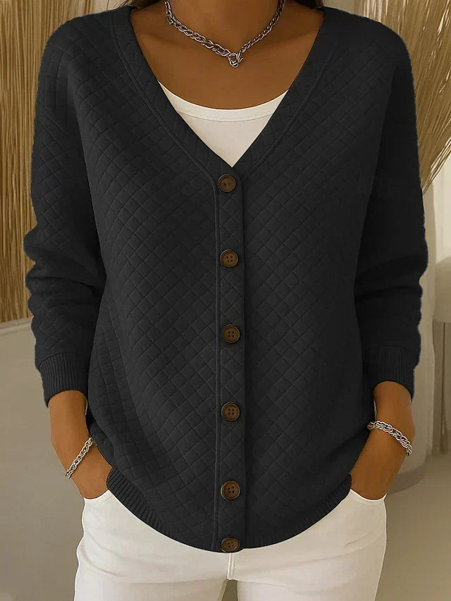 Monroe – Quilted Button-Up Knit Cardigan