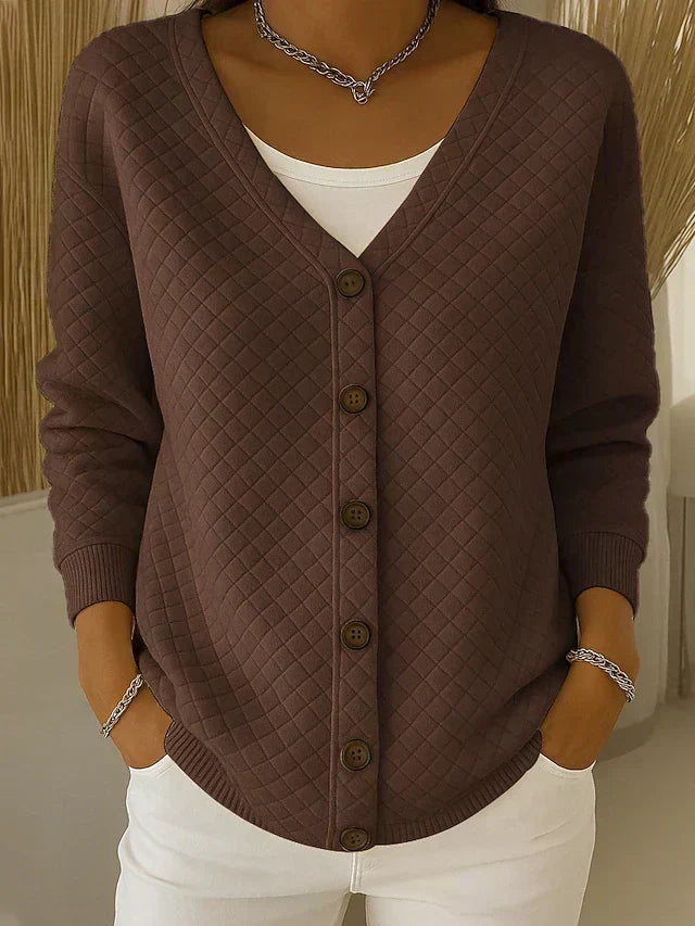 Monroe – Quilted Button-Up Knit Cardigan