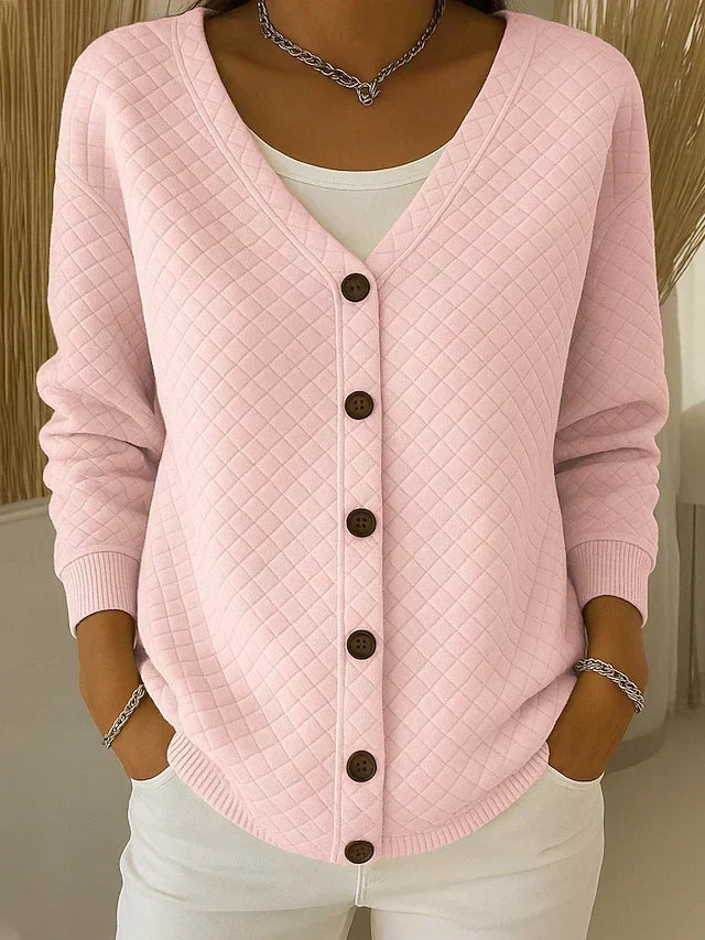 Monroe – Quilted Button-Up Knit Cardigan