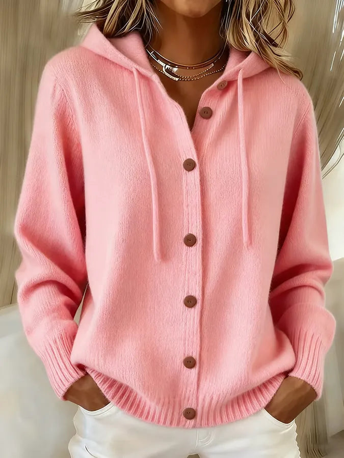 Davina – Hooded Button-Up Knit Cardigan