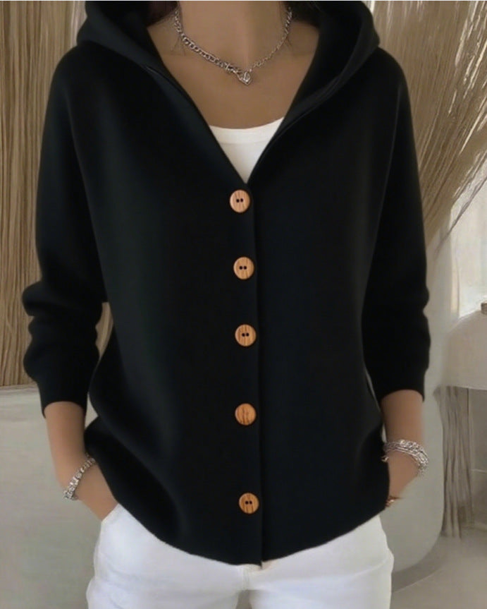 Darienne™ | Hooded Button-Up Knit Cardigan
