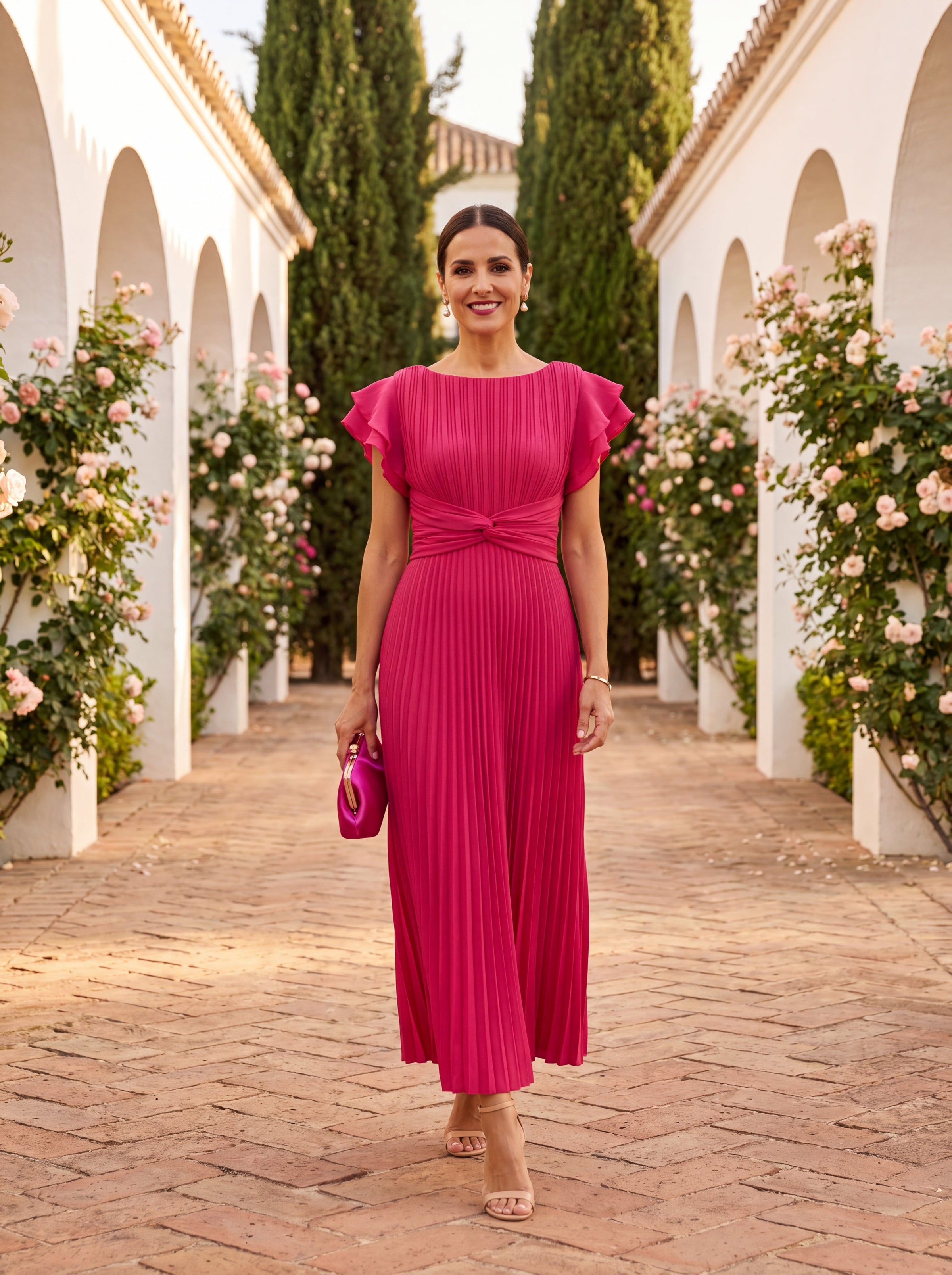 Seraphina | Elegant Pleated Maxi Dress with Knotted Waist