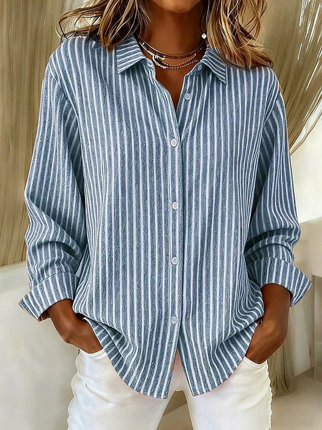 Carissa – Lightweight Striped Button-Up Shirt