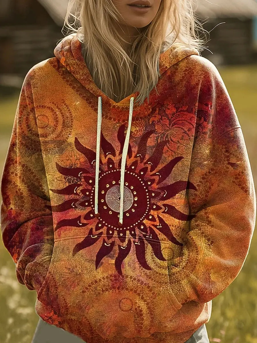 Brisenna™ | Rainbow Sunburst Graphic Hoodie