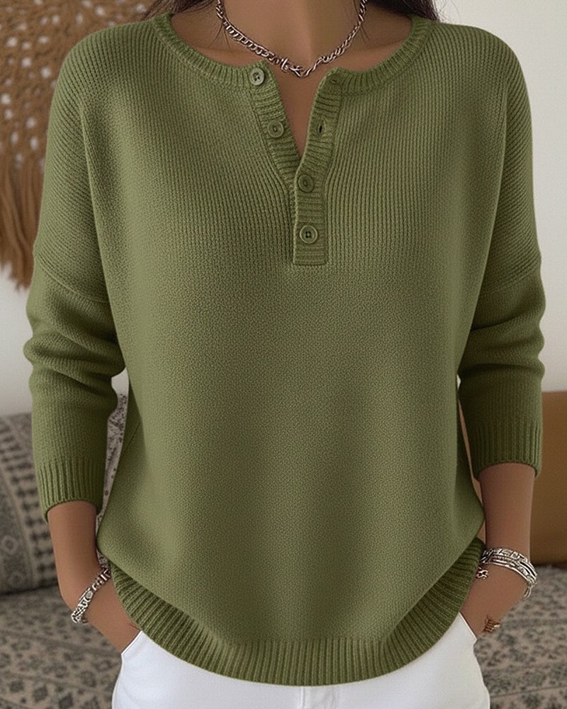 Raven – Button Henley Knit Sweater