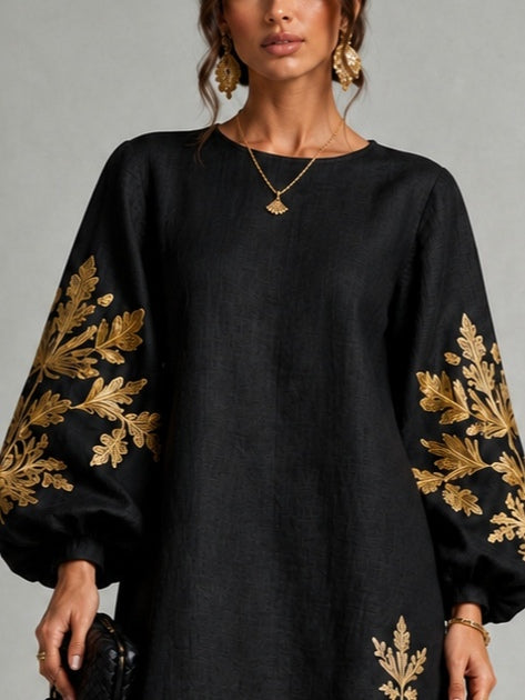 Ornate Motif Lantern Mini Dress