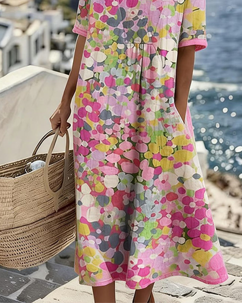 Alena™ Elegant Floral Midi Dress