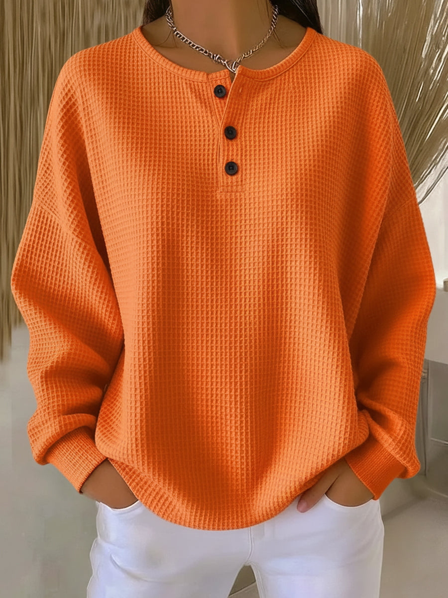Tessa – Textured Henley Sweatshirt