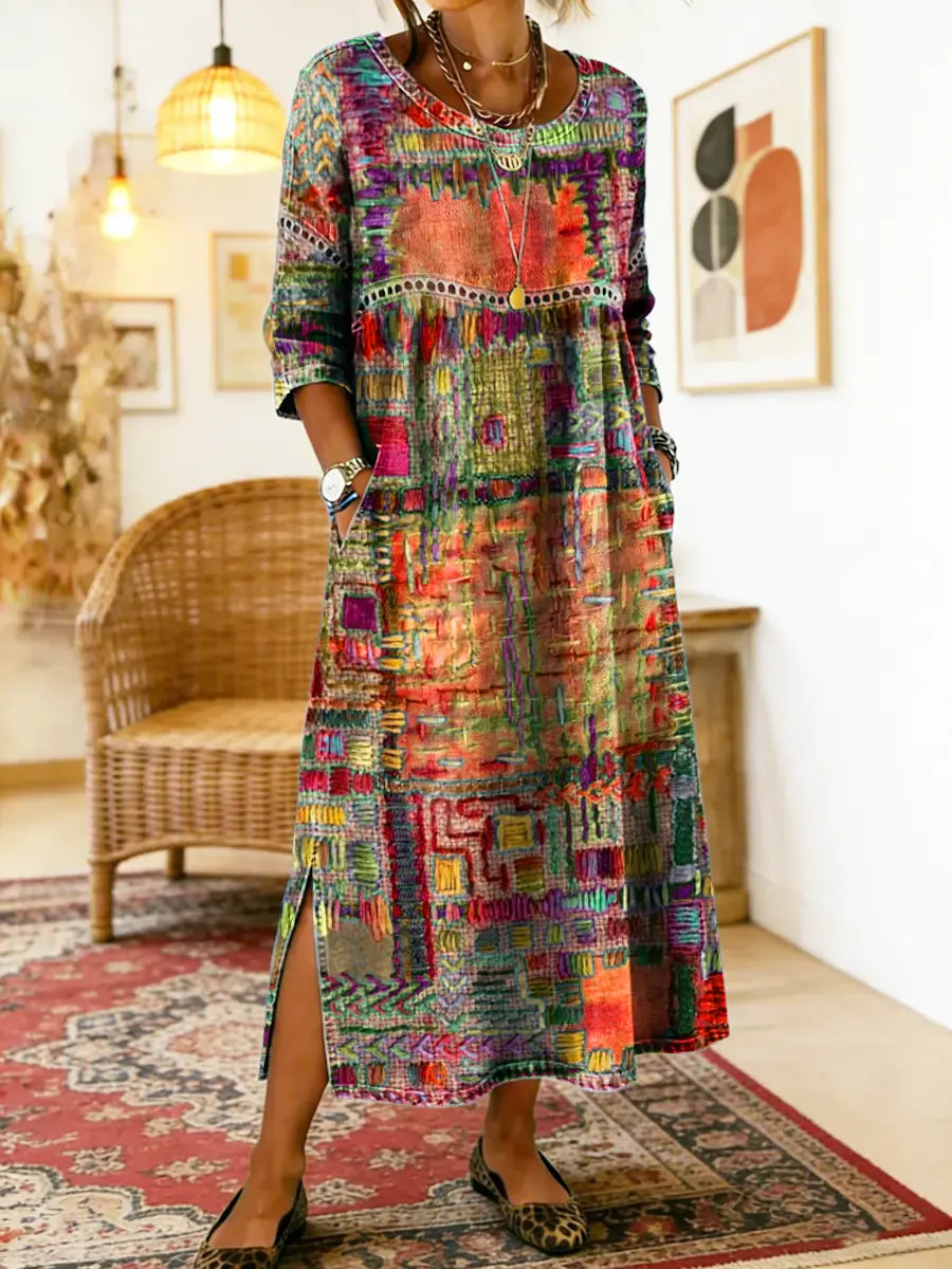 Manuela | Ethnic Patchwork Denim Dress