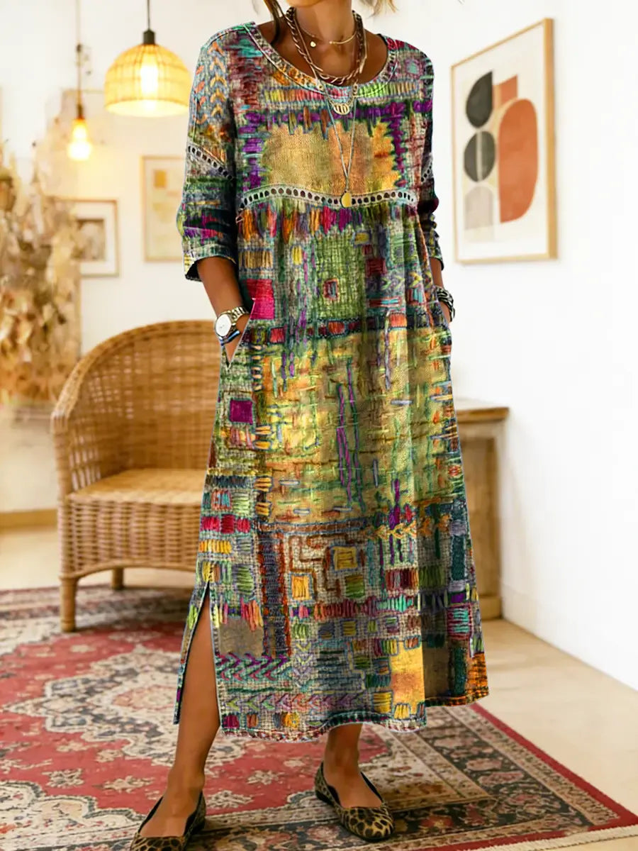 Manuela | Ethnic Patchwork Denim Dress