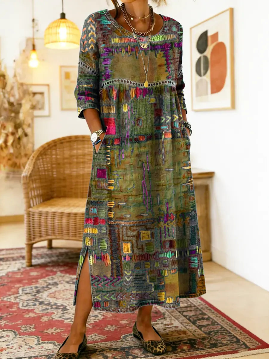 Manuela | Ethnic Patchwork Denim Dress