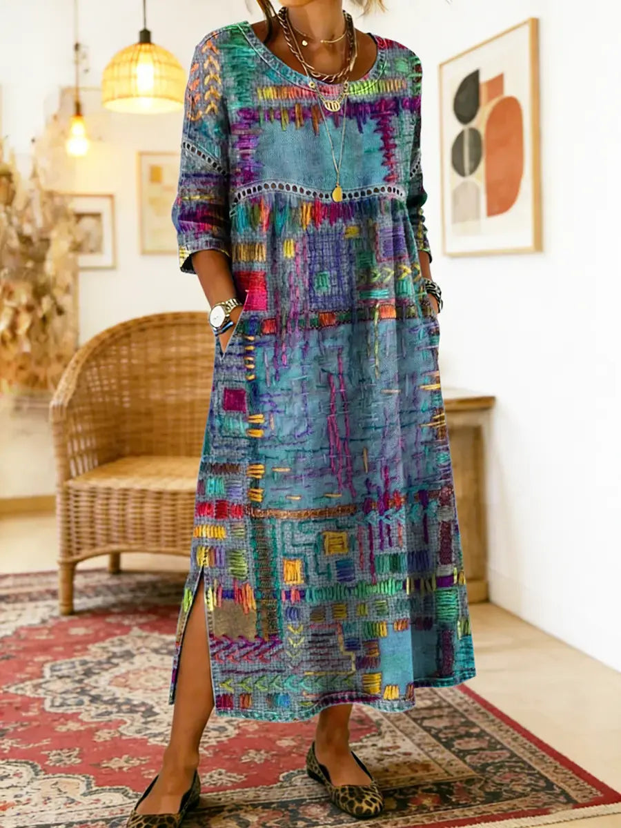 Manuela | Ethnic Patchwork Denim Dress