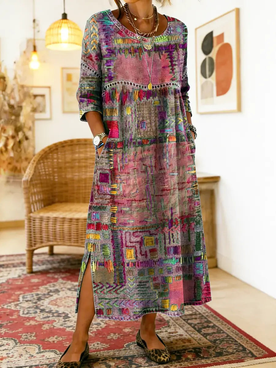 Manuela | Ethnic Patchwork Denim Dress
