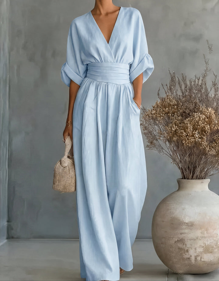 Daniela – Elegant V-Neck Wide-Leg Jumpsuit