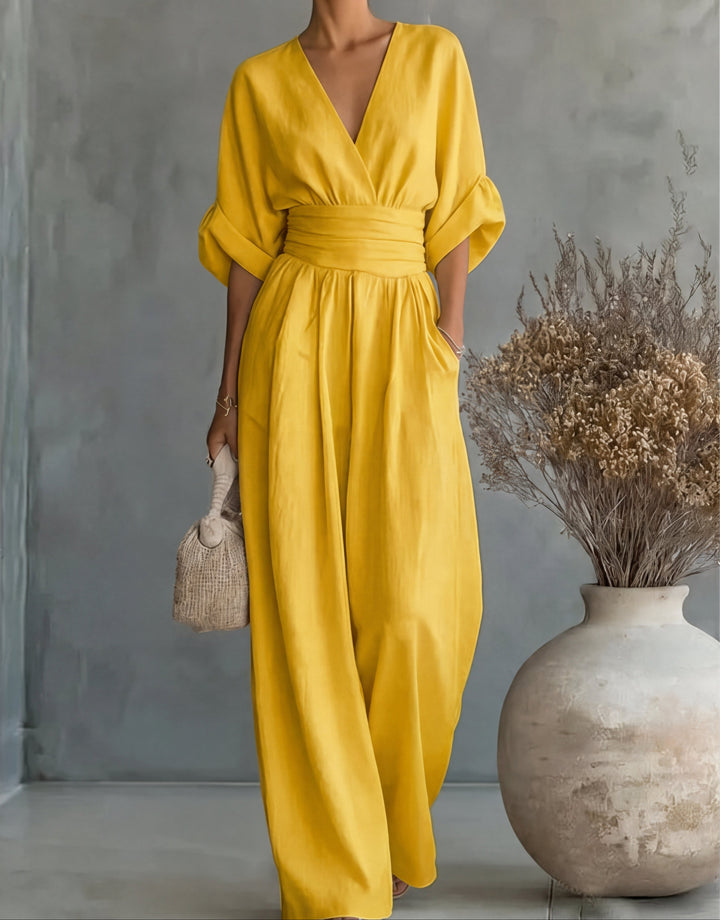 Daniela – Elegant V-Neck Wide-Leg Jumpsuit