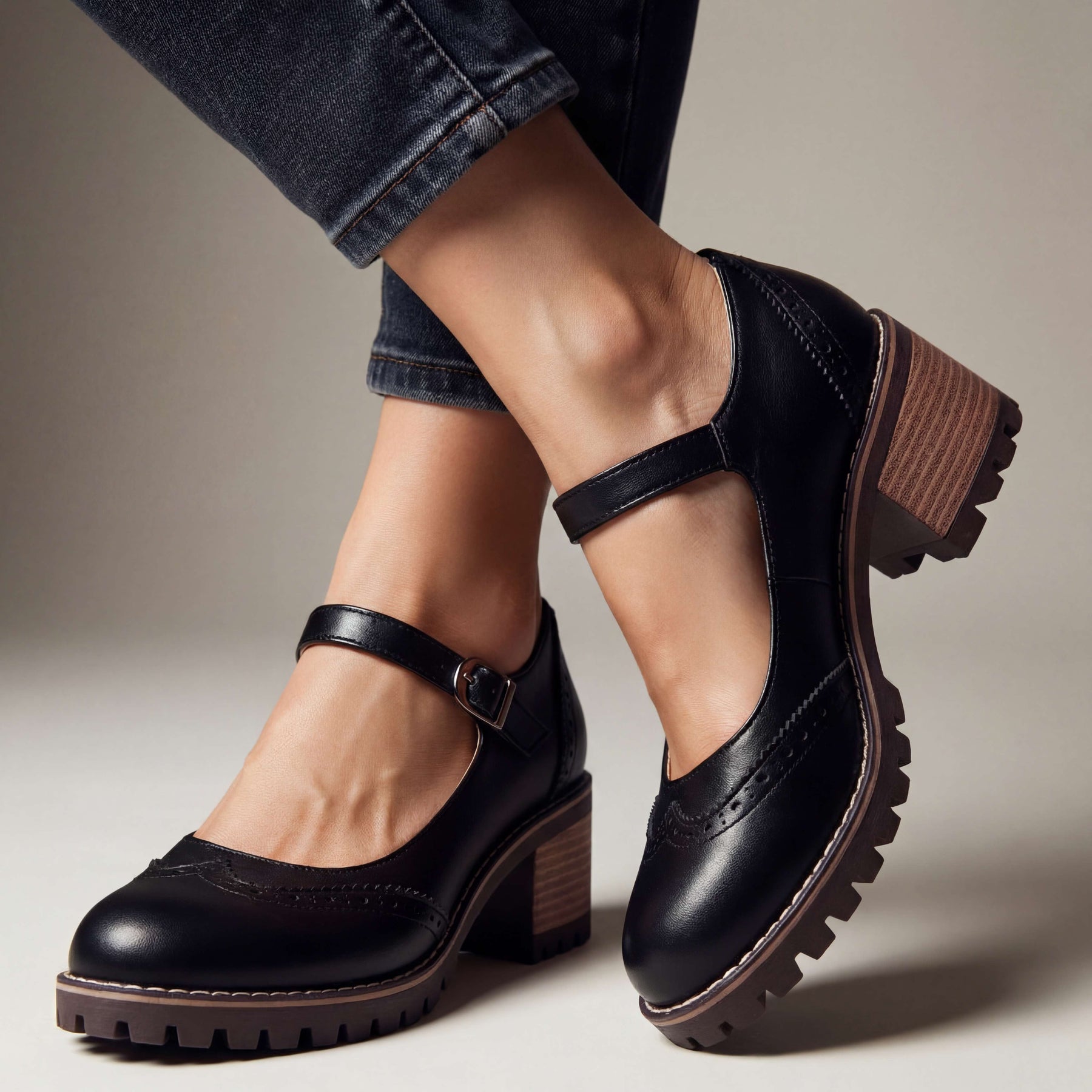 Beatrix | Brogue Detail Block Heels